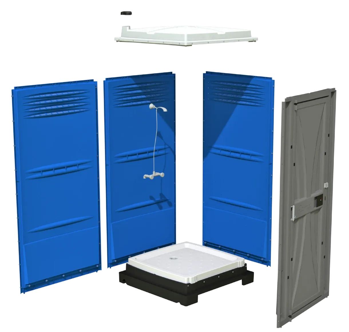 Portable Iconic Shower, exploded view